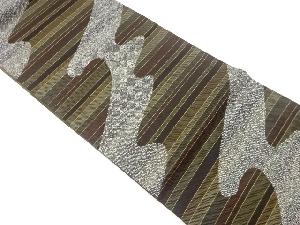 横段にヱ霞模様織出し全通袋帯